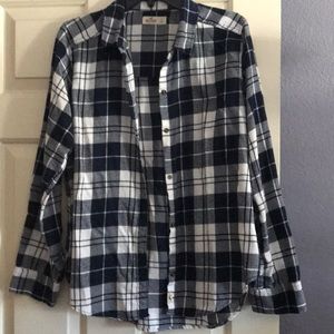 Dark Blue Plaid Button Up